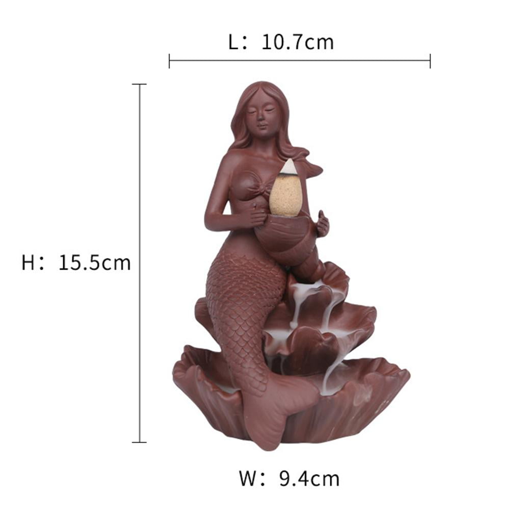 WLPZXP Purple Clay Backflow Incense Cone Burner Home Aromatherapy Decor Tabletop Meditation SPA Lotus Yoga Teahouse Mermaid Censer Incense Holder