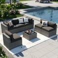 thumbnail image 7 of Aoxun 7 Piece Patio Furniture Set Wicker Rattan Patio Conversation Set Outdoor Sectional Sofa Set with Coffee Table and 4” Thickened Cushions, Black(Waterproof Cover Included), 7 of 7