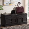 thumbnail image 2 of Baxton Studio Mason Faux Leather Shoe Storage Bench in Dark Brown, 2 of 10