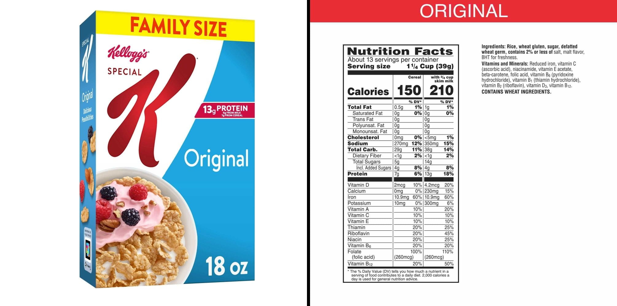 Kellogg's Special K Original Cold 18 oz & Kellogg's Choco Krispies Cereal 23.3 oz
