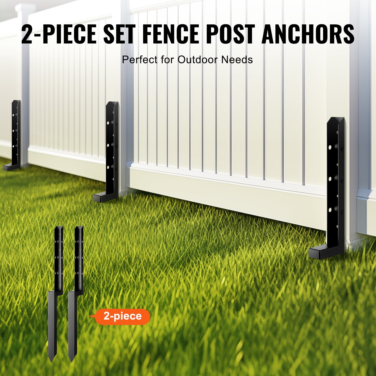 KFFKFF 2-Pack Fence Anchor Repair Kit 2"x2" Support Stakes
