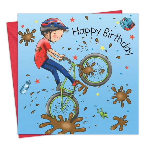 Twizler Happy Birthday Card for Boys Mountain Bike - Boys Birthday Greeting Card for Son Grandson Nephew