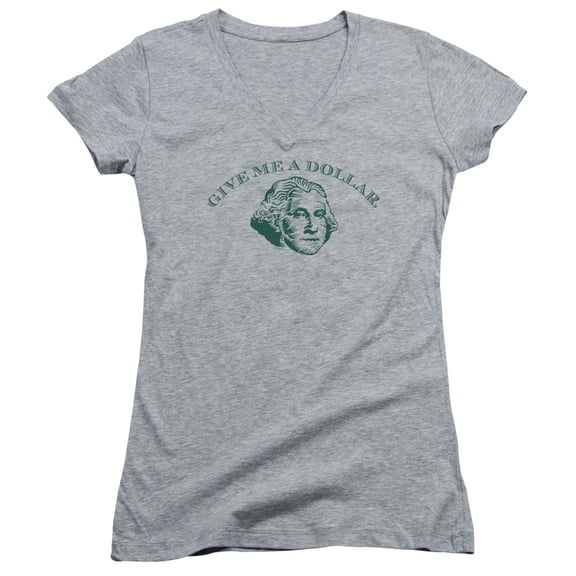 - Give Me A Dollar - Juniors Cap Sleeve V-Neck Shirt - Medium