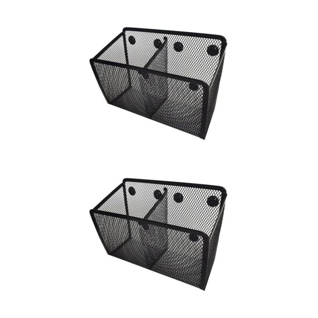 Justharion Porte-Crayon Magnétique en Maille Noire pour Casier Réfrigérateur et Table 2 Compartiments Petit 2Set