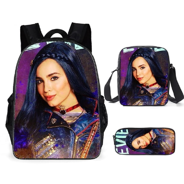 Mochila de moda de los descendientes 3 de la película Disney genuina, mochila escolar para niños con estuche para lápices, mochila de viaje para hombres y mujeres, mochila de regalo de Navidad Gao Jinjia LED