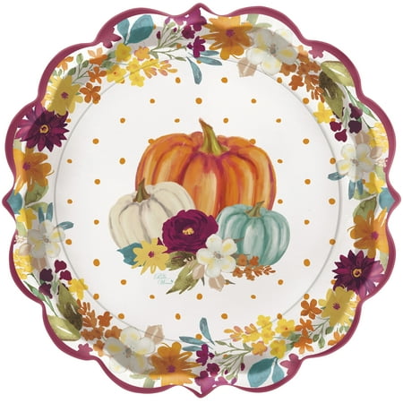 Pioneer Woman Pumpkin Dot Thanksgiving Paper Dinner Plates, 11.5in, 24ct