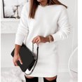 thumbnail image 2 of SEMPAI Plus Size Dresses Vacation Womens Summer Dresses Long Sleeve Crew Neck Solid Mid-Length Summerdresses For Women 2025 Simple for Hanukkah Women Dresses Up to 60% Off, 2 of 7