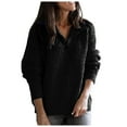 thumbnail image 2 of Cuoff Womens Fashion Sweaters for Women Plus Size Autumn And Winter Casual Loose Solid Color Stitching Long-sleeved Stand Collar Half Pullover Knit Top Sweatshirts for Women Gray 2X, 2 of 5