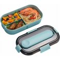 thumbnail image 1 of Jinsinto 3 Compartment Lunch Box and Cutlery, Leakproof Bento Box, Bento Box with Cutlery, Food Containers with Spoon Fork, Suitable for Take Out (Blue), 1 of 5