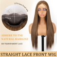 thumbnail image 2 of Peluca AISI HAIR 13x4 HD con encaje frontal sintético marrón claro de 70 cm, 2 of 4
