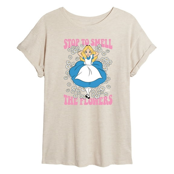 Disney - Alice In Wonderland - Stop To Smell Flowers - Juniors Ideal Flowy Muscle T-Shirt