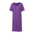thumbnail image 5 of Women's Solid Casual Short Sleeve Nightgown - Zipper Robe Pajamas with Pockets, Lightweight Polyester, Sizes S-XXL, 5 of 6
