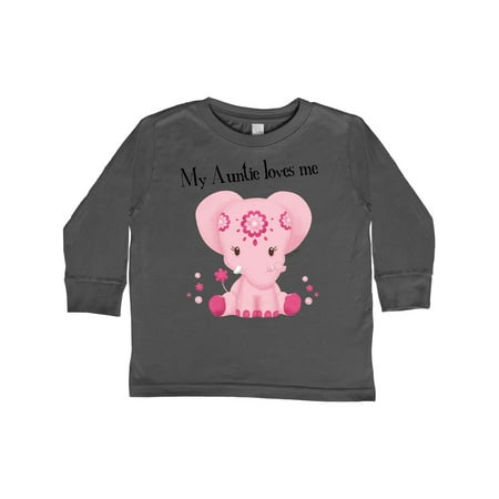 

Inktastic Aditi My Auntie loves me Pink Elephant beautiful Gift Toddler Toddler Girl Long Sleeve T-Shirt