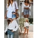 thumbnail image 5 of Camisa HOTOUCH de algodón blanco para mujer, cuello en V, manga larga, talla S, 5 of 6