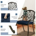 thumbnail image 4 of SOCIALCOMFY 5-Piece Outdoor Patio Dining Set, All-Weather Cast Aluminum Patio Table Set, Include 4 Cushioned Chairs and a 35.4 inch Round Table w/Umbrella Hole for Balcony Garden Backyard, Navy Blue, 4 of 7