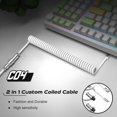 thumbnail image 2 of REJODA-Coiled Keyboard Cable for Gaming Custom Keyboard,Double-Sleeved Coiled USB C Cable with Detachable Metal Aviator,2 in 1 USB C to A and C Cable for Mechanical Keybaord,Printer,Phone,Ipad,Xbox-W, 2 of 4