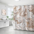 thumbnail image 1 of Cortina de ducha de mármol, cortina de ducha de baño blanca dorada gris abstracta, cortina de ducha de mármol irregular de arte moderno para decoración de baño, 1 of 5