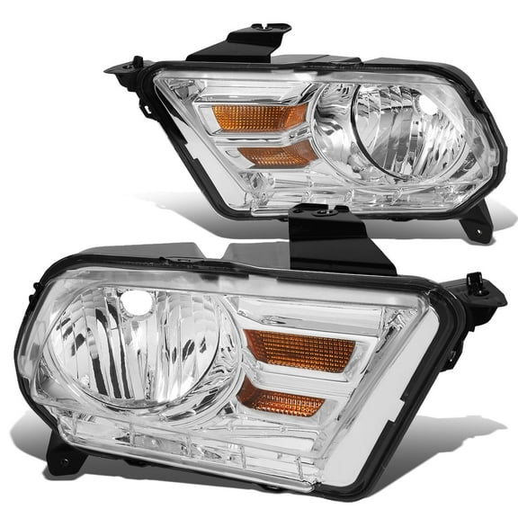 DNA Motoring For 10-14 Ford Mustang Euro Chrome Amber Corner Headlight Lamps Pair Replacement