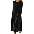 thumbnail image 1 of Prolriy Robe en Velours pour Femmes Printemps et Automne Nouvelle Robe Longue en Velours Doré Européenne et Américaine à Col Rond Fin pour Femmes 2025 Noir TTG, 1 of 5