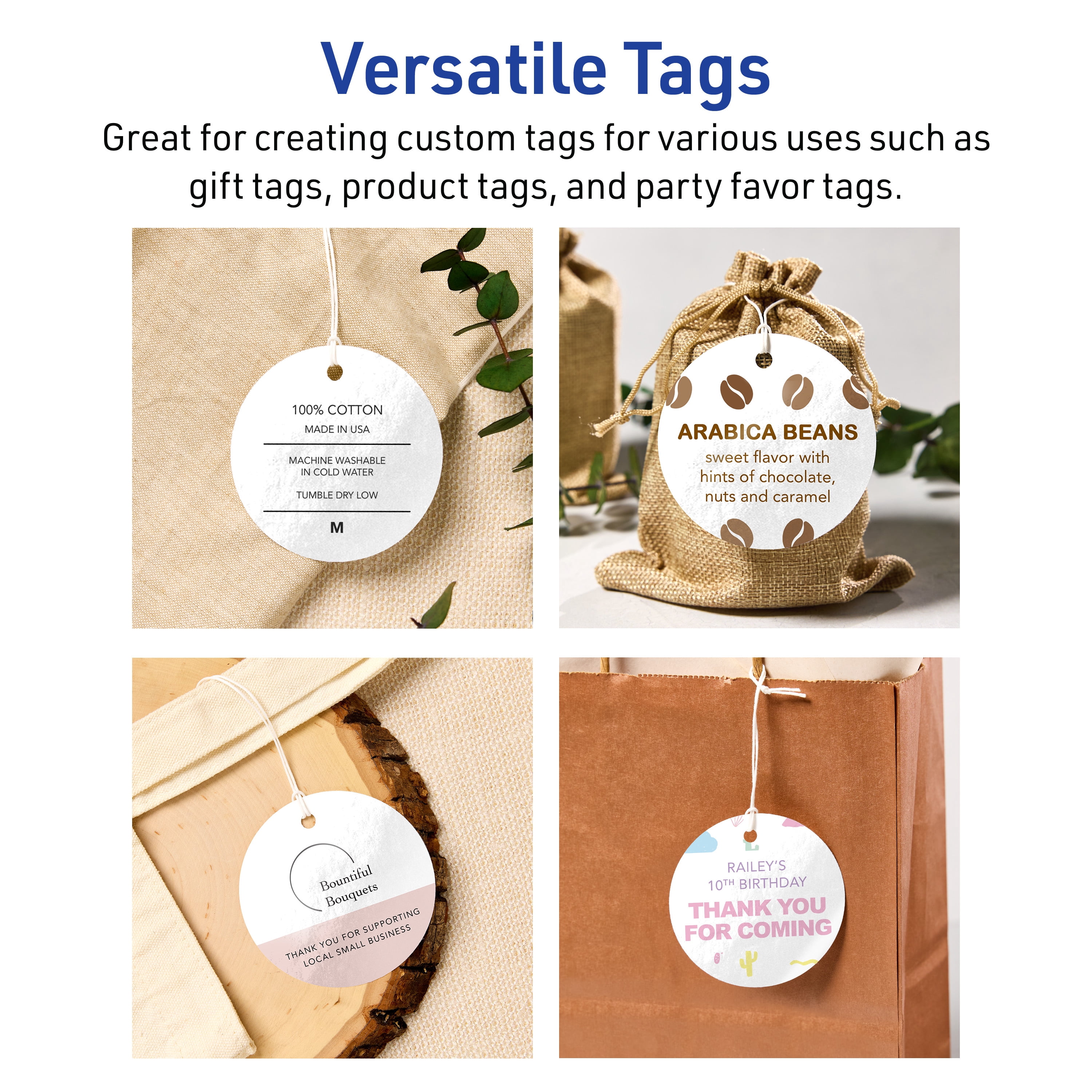 Avery 3" Diameter Round Tags, Glossy White, 150ct