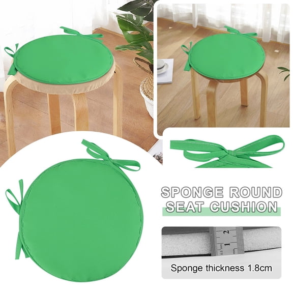 HonestMatter Indoor/Outdoor Chair Pads with Ties,15" Round Seat Cushions Garden Patio Home Cushions,Non-Slip Stool Seat Pad (Green,15inch)