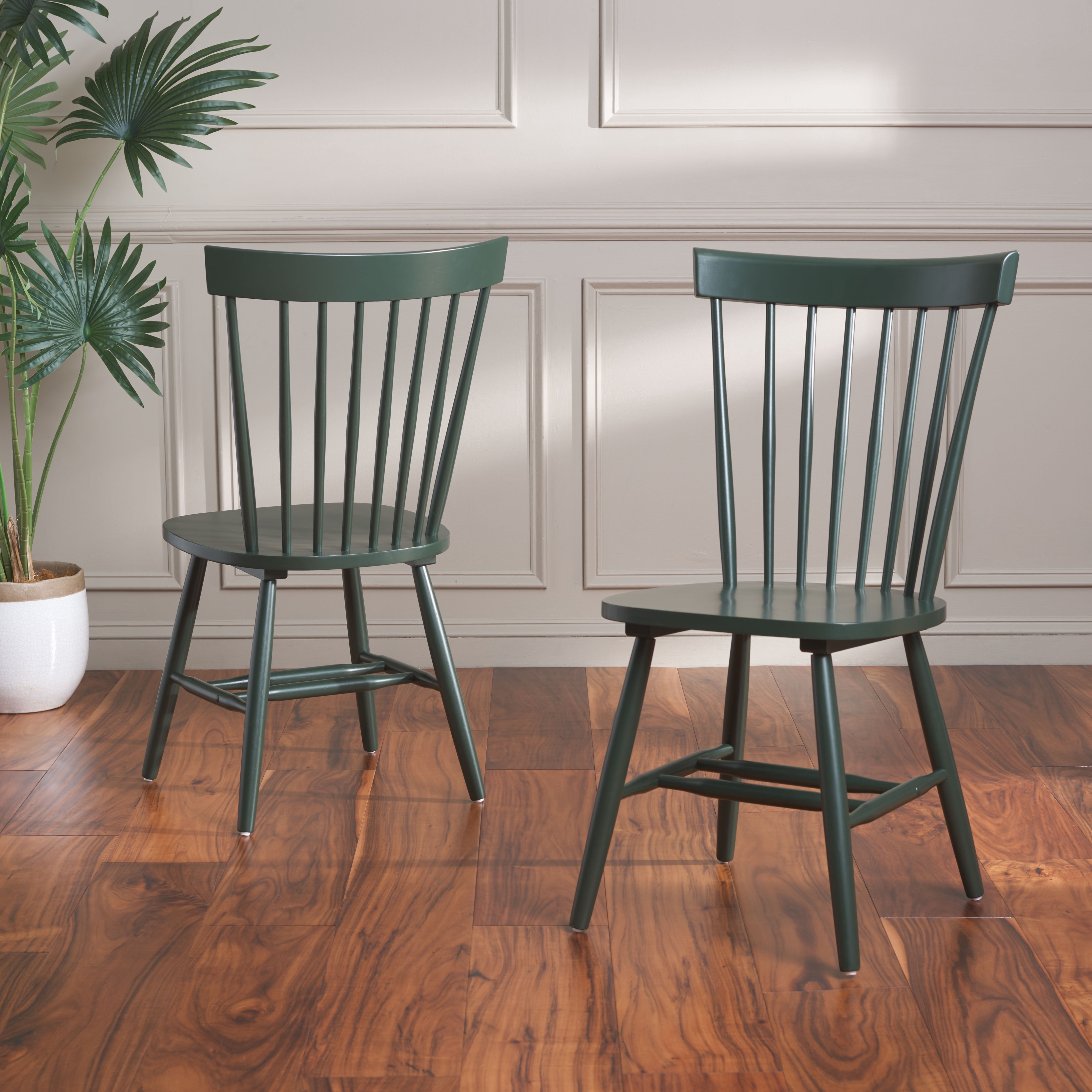 SAFAVIEH Parker Country Wood Solid Dining Parsons Chair, Garden Green (Set of 2)