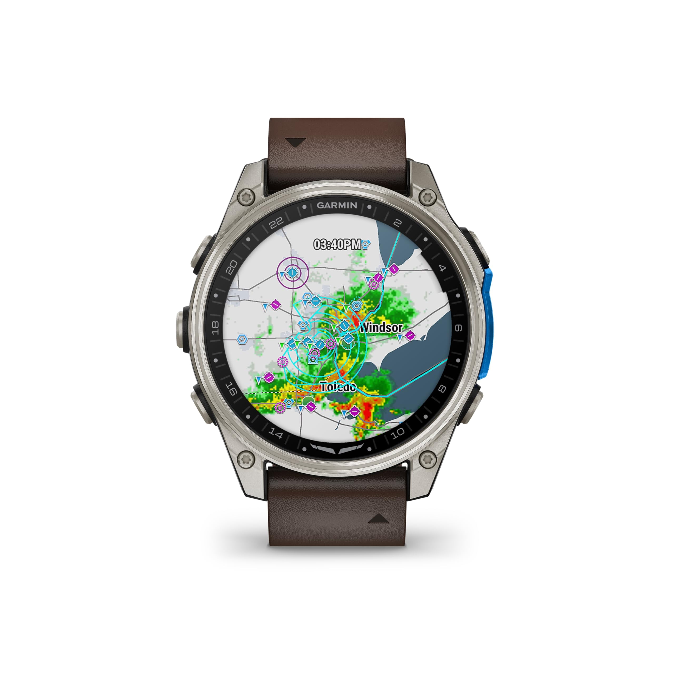Garmin D2 Mach 2, (47 mm), Titanium w/ Oxford Brown Leather Band (010-02904-30)