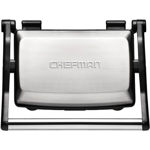 Chefman Electric Stainless Steel 180° Panini Press, Black, 10 x 8-inch Surface - 3