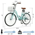 thumbnail image 2 of Ktaxon 24" Womens Bike, 7 Speed Cruiser Bike for Adults Women with Basket & Rack, Locks, Step Through City Bikes, Green, 2 of 7
