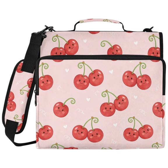 ALAZA Zipper Binder Funny Cherry Pattern 2 inch 3 Ring 500 Sheet Capacity Trapper Keeper File Folder Organizer Bag