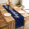thumbnail image 3 of Table Runner 72 Inches Long for Kitchen Dining, Happy Birthday Dresser Scarf Farmhouse, Dining Table Decorations for Wedding/Parties, Navy Blue Modern Abstract Art 18 x 72 In, 3 of 8