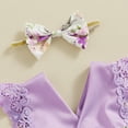 thumbnail image 5 of Bagilaanoe Newborn Easter Outfits Baby Girl Rompers Dress Floral Print Fly Sleeve Bodysuits + Headband 3M 6M 12M 18M Infant Patchwork A-line Dresses, 5 of 8