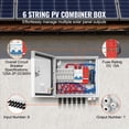 thumbnail image 2 of KFFKFF PV Junction Box, 6-String, Solar Junction Box with 15A Current Fuse, 125A Circuit Interrupter, Lightning Protection, and Solar Plug, Steel Enclosure, 2 of 9