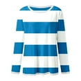 thumbnail image 5 of Daznico Women's Long Sleeve Color Block Crew Neck T-Shirt, Stripe Printed Blouse Top,Size XL, 5 of 5