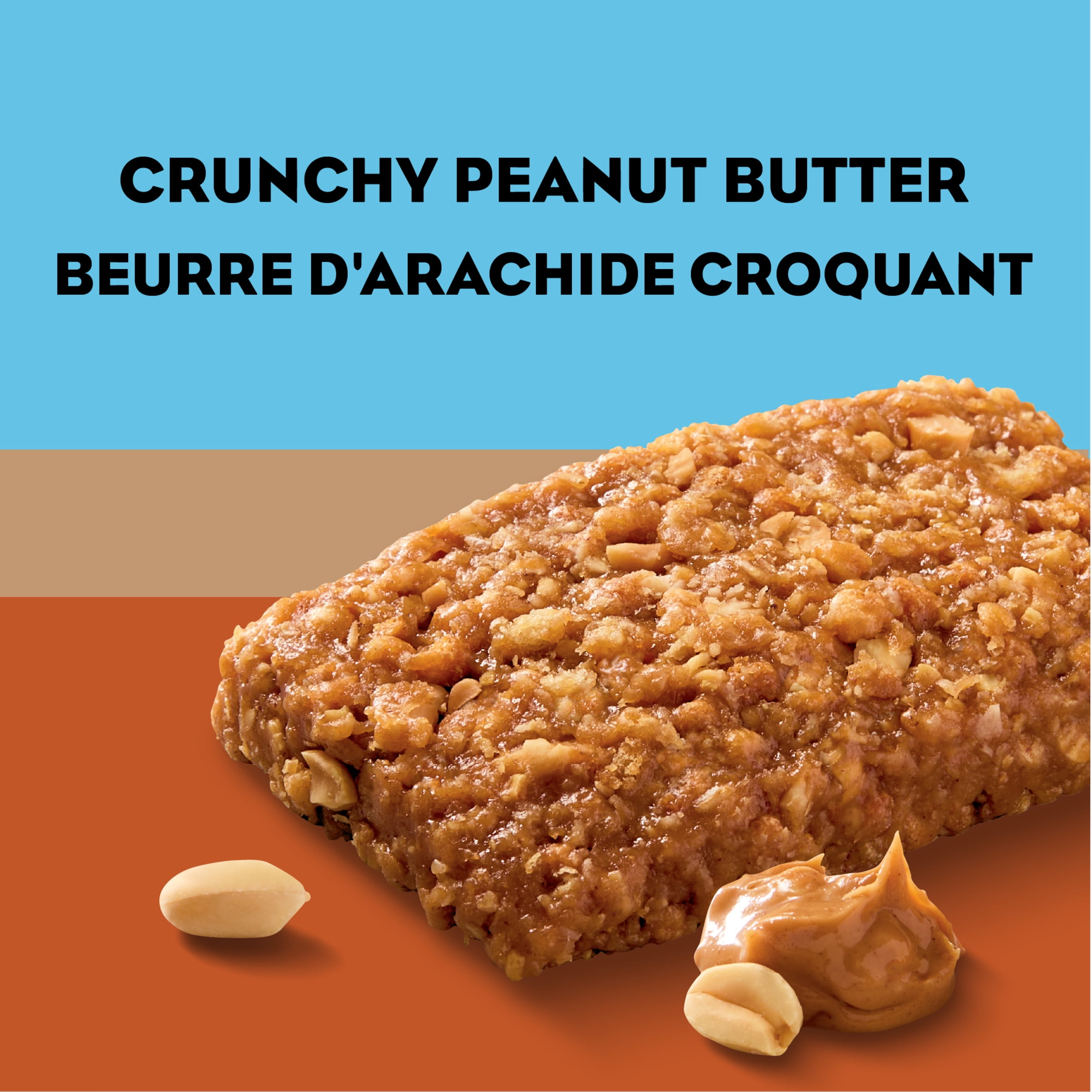 Barres énergétiques CLIF BAR Beurre d’arachide croquant, teneur élevée en protéines, contiennent 70 % d’ingrédients biologiques, (Emballage de 5) 340 g