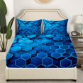 thumbnail image 3 of Erosebridal Geometric Hexagon Sheet Set Twin,Gradient Bedding Sets Twin Size,Neon Decor,Breathable,3-Piece, 3 of 7