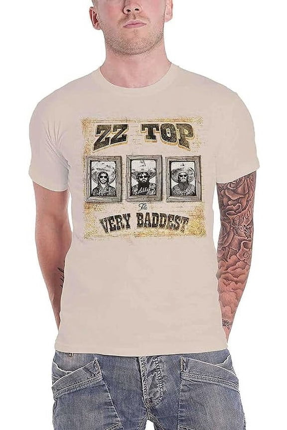 ZZ Top Men's Very Baddest T-Shirt Sand Large | Officially Licensed Merchandise
