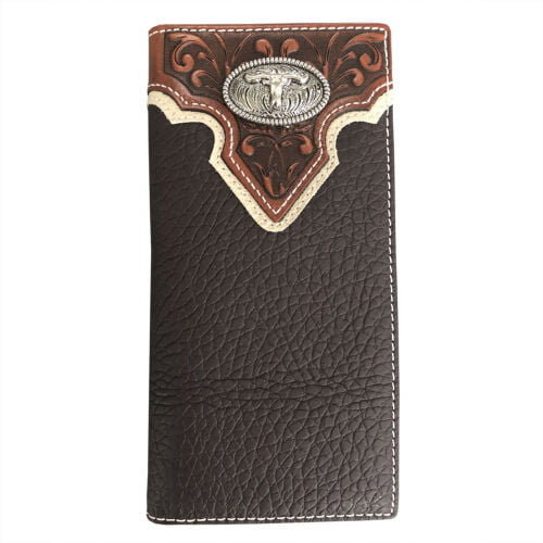 Janhooya - Mens Western Cowboy Genuine Leather Wallet Long Bifold Wallet for Men Longhorn ...