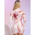 thumbnail image 4 of Sxiwei Womens Halloween Costume Skeleton Print Long Sleeves Dress Carnival Party Cosplay Mini Dress Nurse Uniform M, 4 of 8
