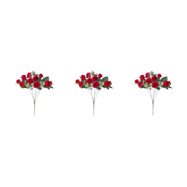 Inteprter Hojas de eucalipto artificiales Flores de rosas Ramo de flores falsas Múltiples cabezas Interior Fiesta de bodas al aire libre Hogar Type1 NO1