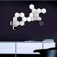 thumbnail image 5 of Ovzne 12-Pack Hexagon Acrylic Mirror Wall Stickers - 3D Self-Adhesive Decorative Mirrors For Home, Diy 3D Wall Art To Expand Space Enhance Decor, 5 of 7