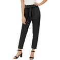 thumbnail image 3 of Sopiago Women's Cropped Paper Bag Waist Pants with Pockets Black,S, 3 of 6