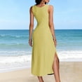 thumbnail image 5 of Vestido Largo de Manga Larga para las Mujeres Color Sólido Cuello Redondo Suelto Medio Ternera Vestido de Noche, Vestido Casual de Manga Larga para las Mujeres, 5 of 5