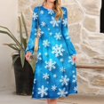 thumbnail image 5 of Women's Christmas Printed Fashionable Loose Round-Neck Dress for Casual Comfort and Holiday Festivities with Vintage Print,Sky Blue,2XL, 5 of 5