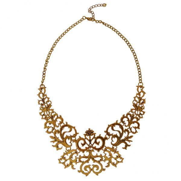 Collar de declaración Sunnimix Filigrana Flor Hueco Color Oro 48,5 + 5 cm 15,5 x 13 cm