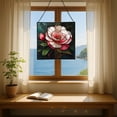thumbnail image 6 of Camellia Flower Stained Glass Panel Suncatcher Square Window Hanging, 8 Inch Real Glass Decorative Art Sun Catcher for Home, Gift, and Garden Decor 78OR15, 6 of 6