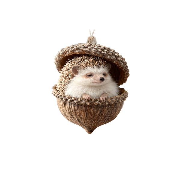Taicans forest Animal Acorn Ornaments,Woodland Friends Acorn Ornament,Creative Hanging Christmas Decorations,Cozy Pine Acrylic 2D Xmas Tree Decor,Hedgehog Figurine Decorative Home Party