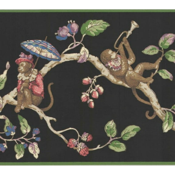 879181 Monkeys on Tree Wallpaper Border 80b64191