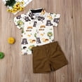thumbnail image 2 of xiaxaixu Baby Boy's Short Sleeve Animal Print Button Down T-Shirt + Shorts, 2 of 8