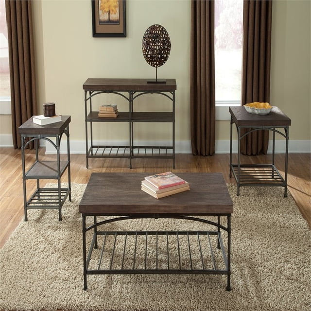 Pemberly Row Contemporary Wood 3 Piece Set in Mahogany